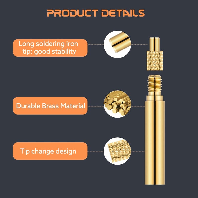 Hapric 8 Pcs Heat Set Insert Tool Soldering Iron Tips M2 M2.5 M3 M4 M5 M6 M8 Thread Inserts for Plastic and 3D Printing - Image 4